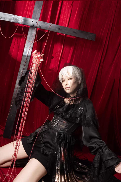 ゴシックロリータダークジャンパースカート+シャツ