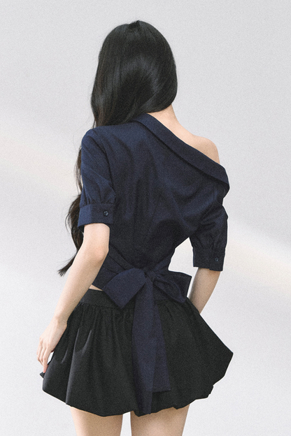 バッグリボンワンショルダートップス