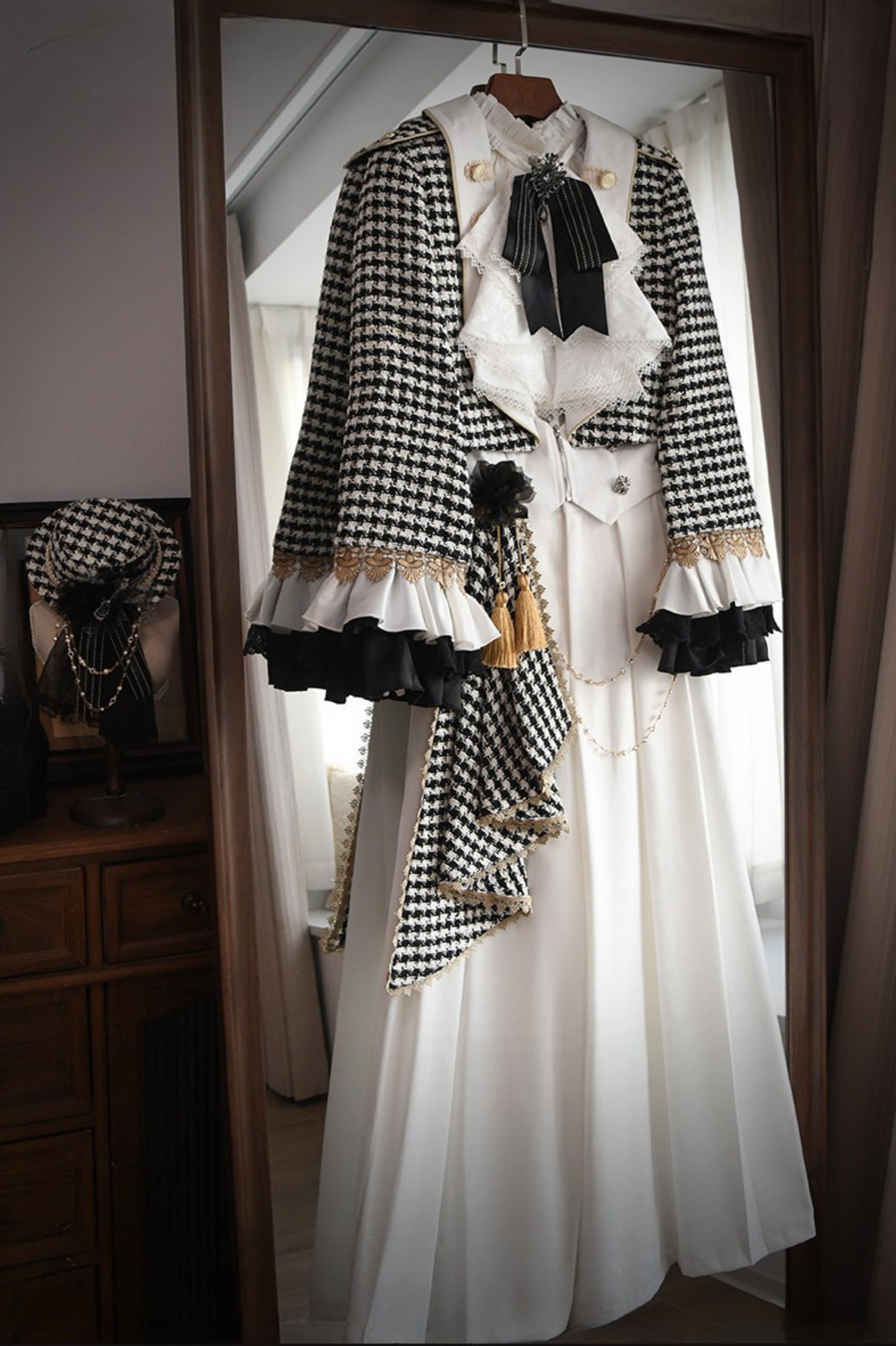 【予約商品】チャーチクワイアゴシックロリータハウンドストゥースドレスアンドプリンススーツフルセット＋コンプリートセット＋ハット