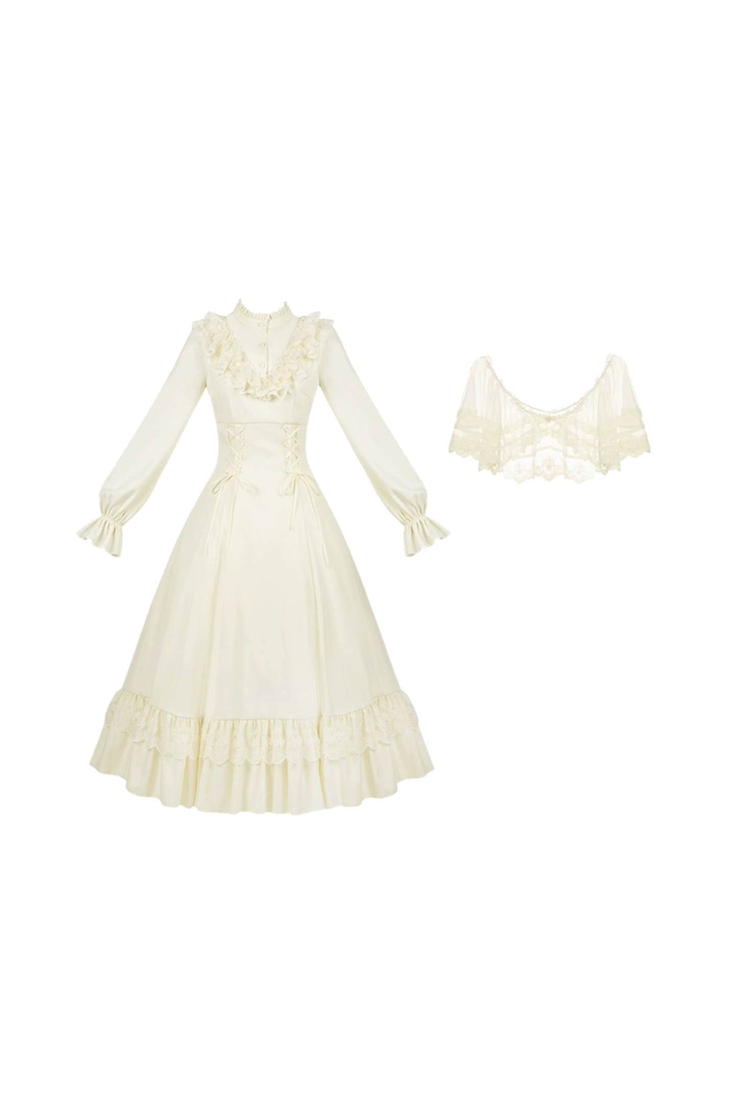 Elegant Dress + Shawl + Ribbon + Headdress