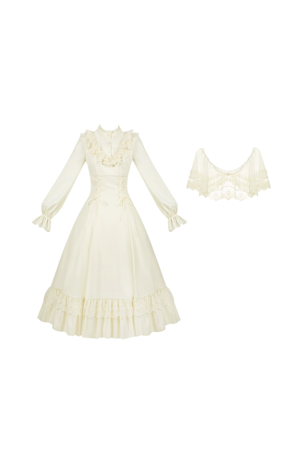 エレガントドレス+ショール+リボン+ヘッドドレス