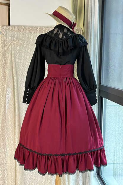 Sketch Wild Rose Elegant Herringbone Lolita Skirt