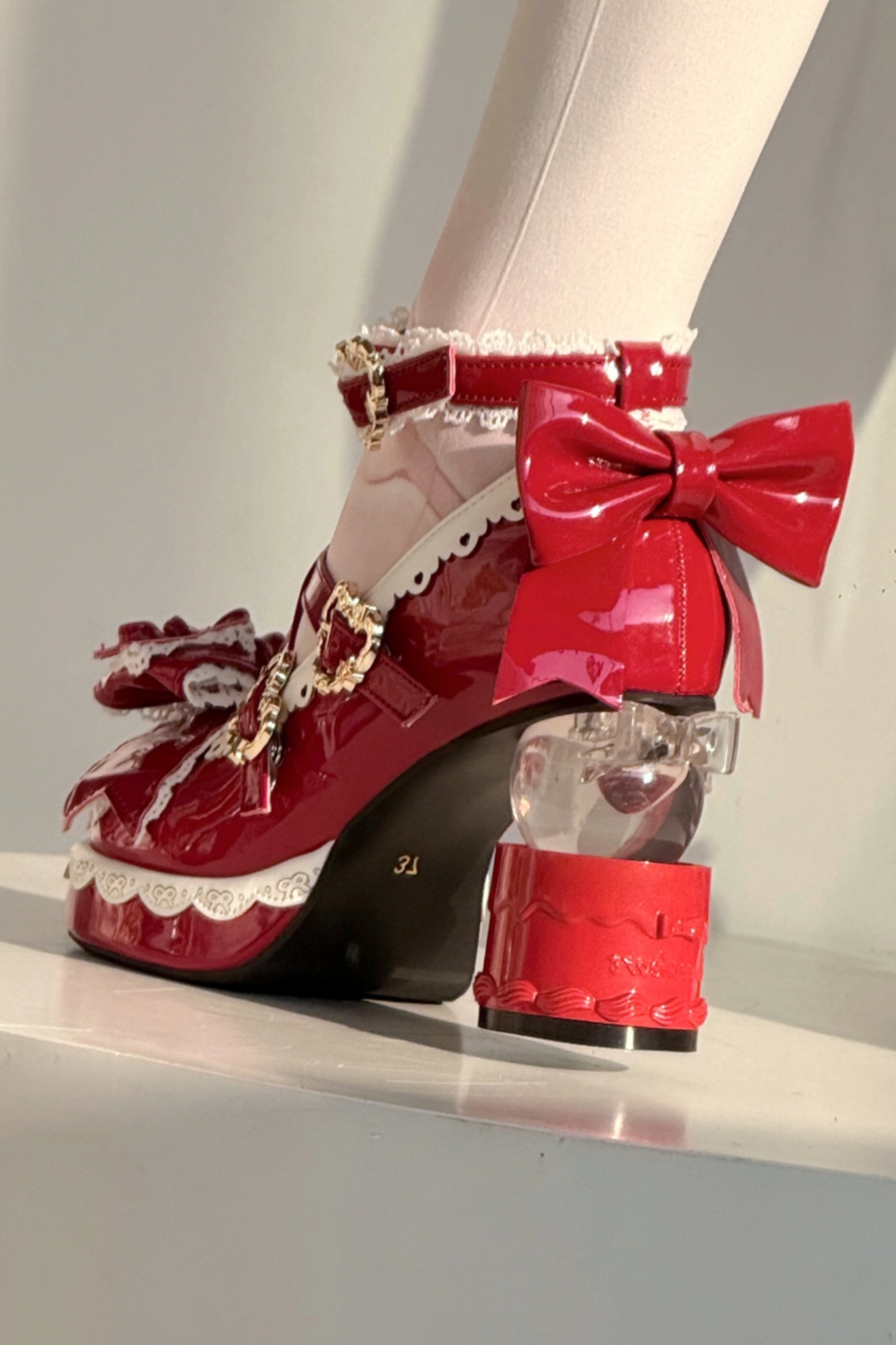 リボンレースロリータクリスタルヒール