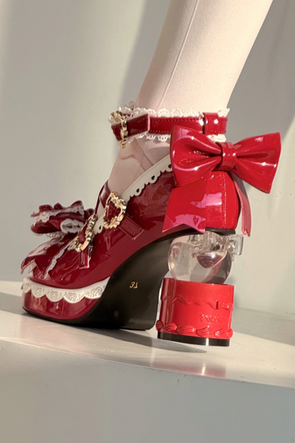 リボンレースロリータクリスタルヒール