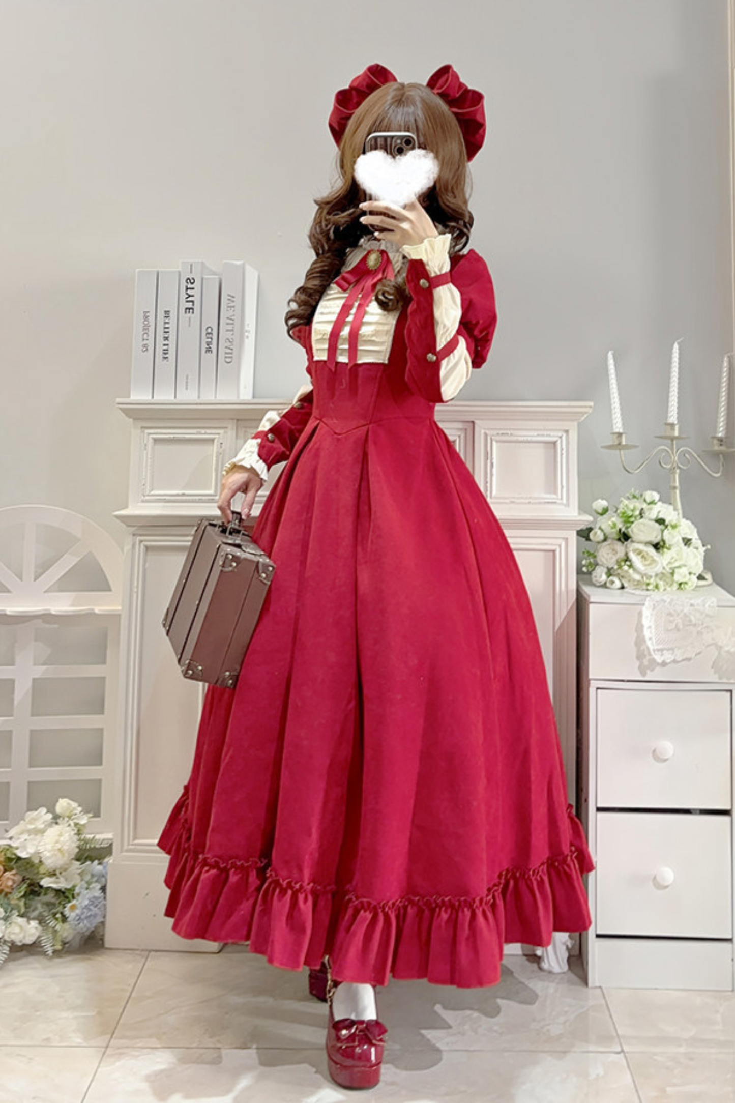 レースラッフルロリータドレス+リボン