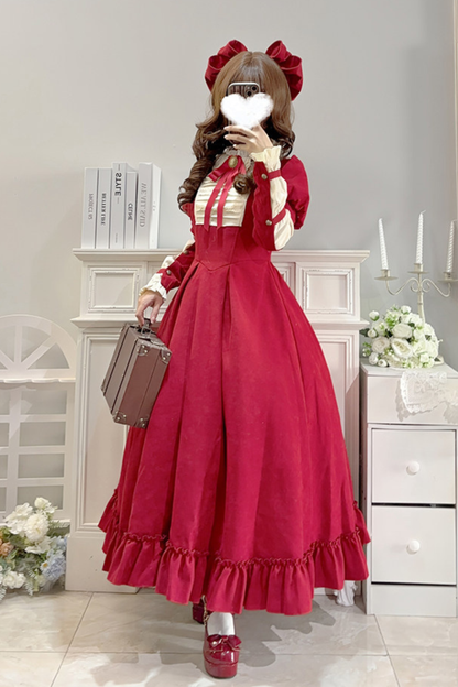 レースラッフルロリータドレス+リボン