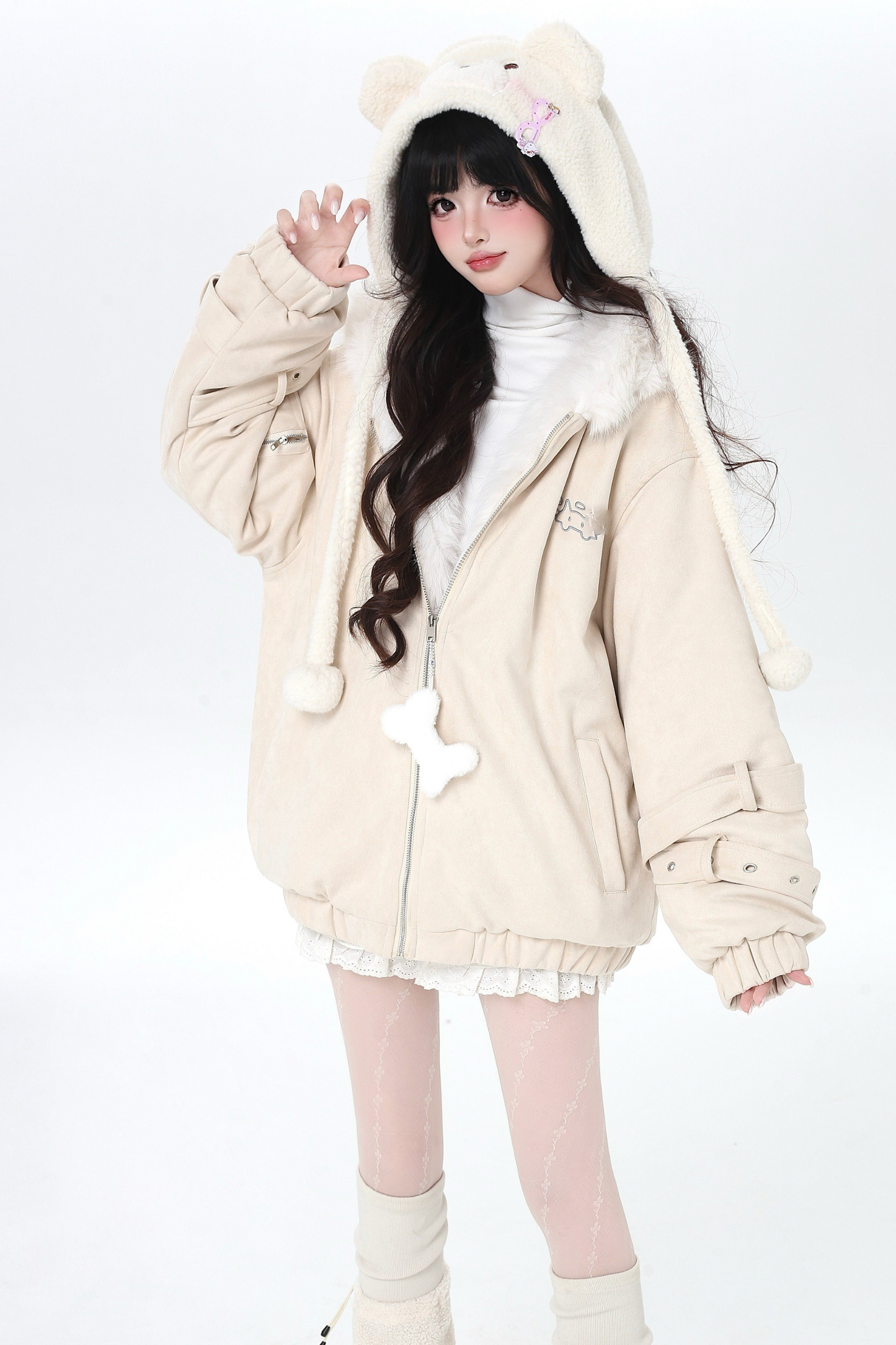Cat Ear Hood Fur Jacket