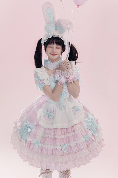 Lace Rabbit Ear Headband + Ribbon Necklace