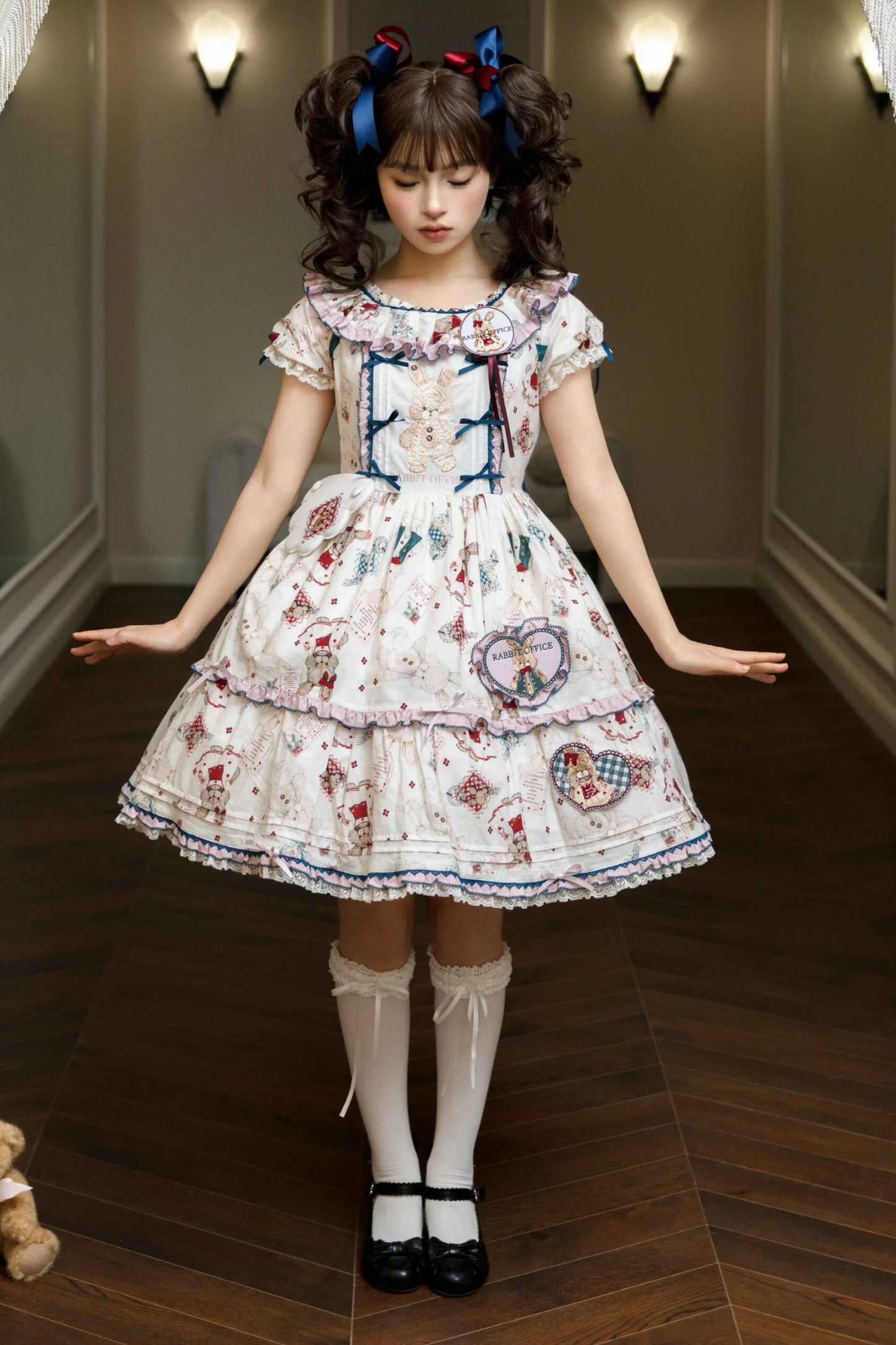 Retro Bear Puff Sleeve Dress + Sleeveless Dress
