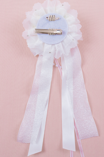 ホワイトレースブライダルスタイルボンネット+ヘアバンド+クリップ+スリーブ