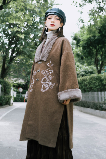 Chinese Dragon Motif Long Cardigan