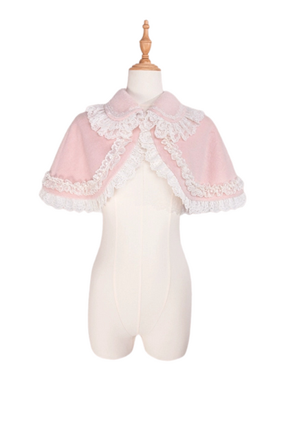 Ribbon Girly Lace Flare Coat + Frilled Cape