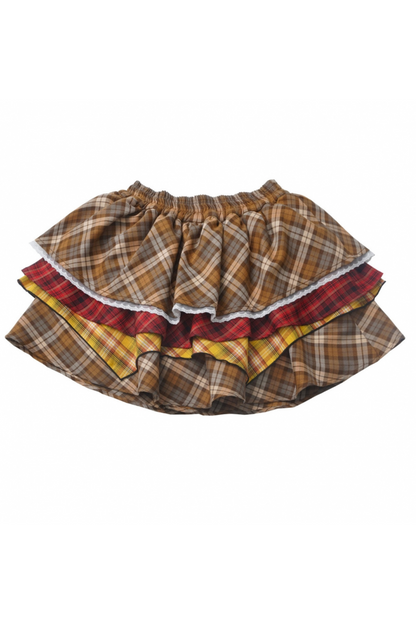 オーバーシャツ＋ノースリーブトップス＋ケーキスカート