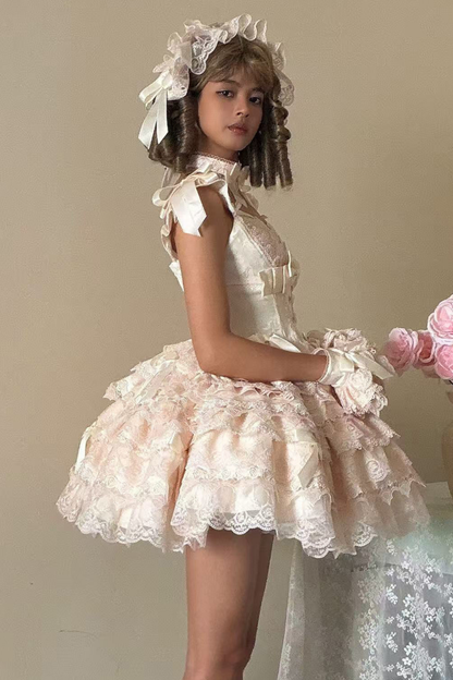 【予約商品】プリンセスバレエケーキロリータドレス+ヘアバンド+ネックレス+スリーブ+テール