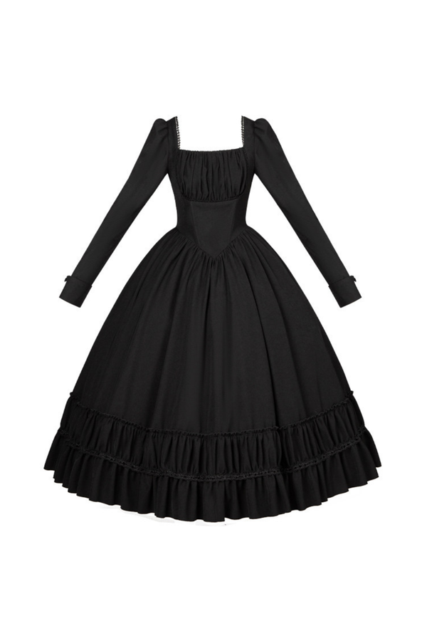 Gothic Elegant Dress + Fake Collar + Hat
