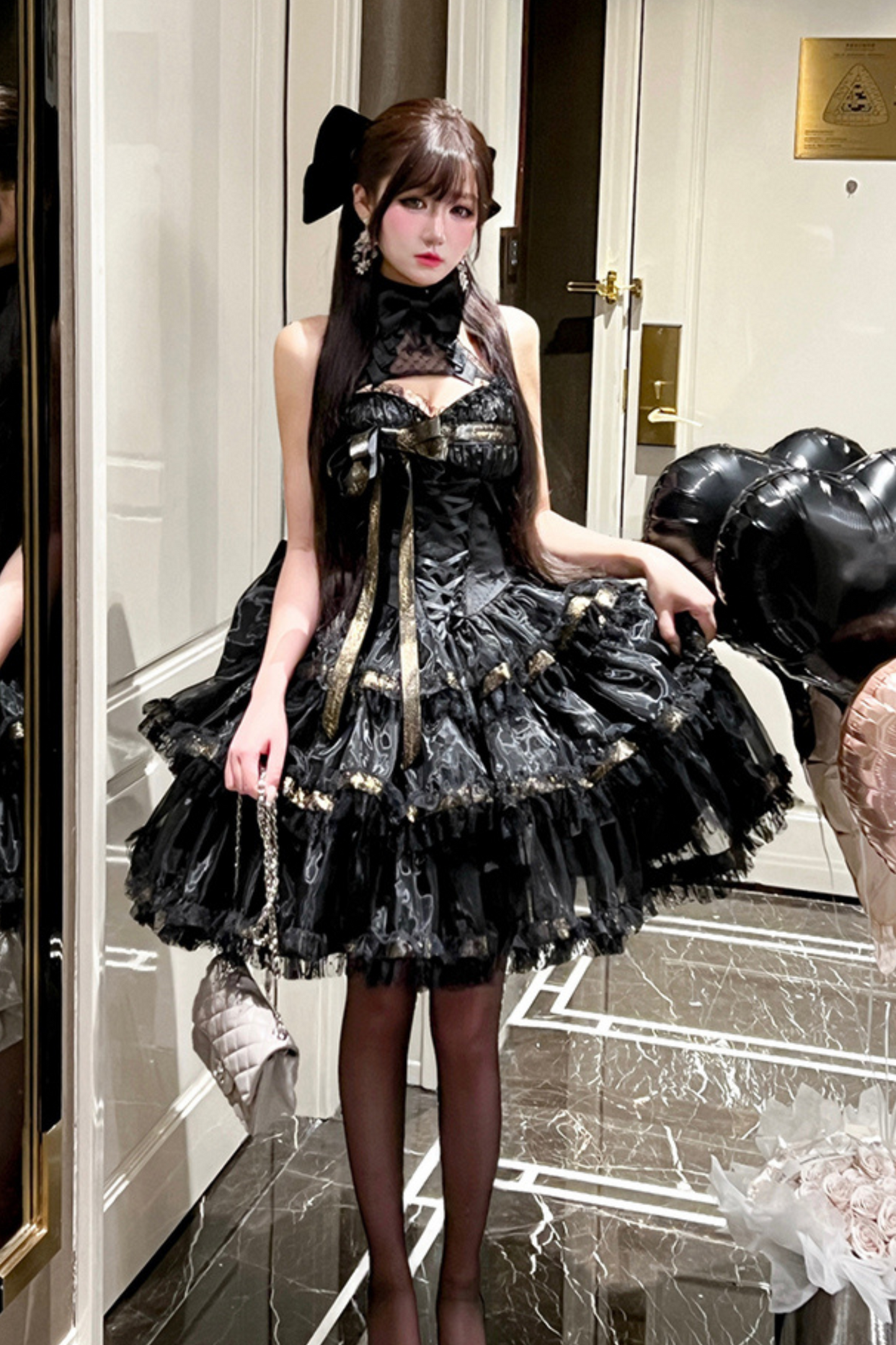 Ribbon Halter Neck Slim Lolita Dress