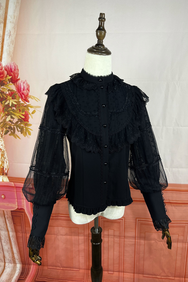 Retro Chic Lolita Shirt + Lace-up High Waist Lolita Skirt