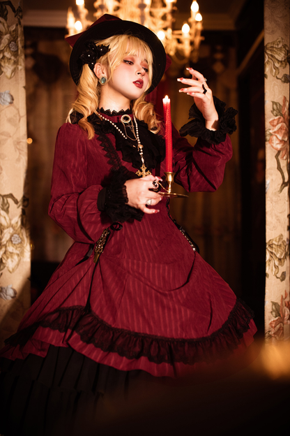 Retro Striped Elegant Gothic Lolita Dress