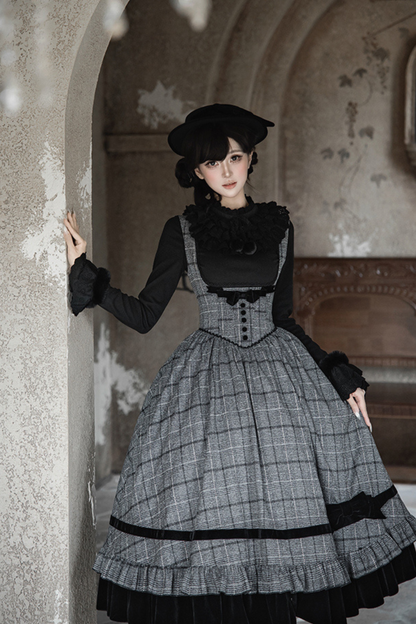 Check Fishbone Chest JSK + Dress + Innerwear + Ribbon + Hat