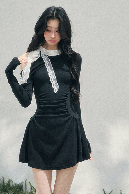 フレンチレースオフショルダードレス