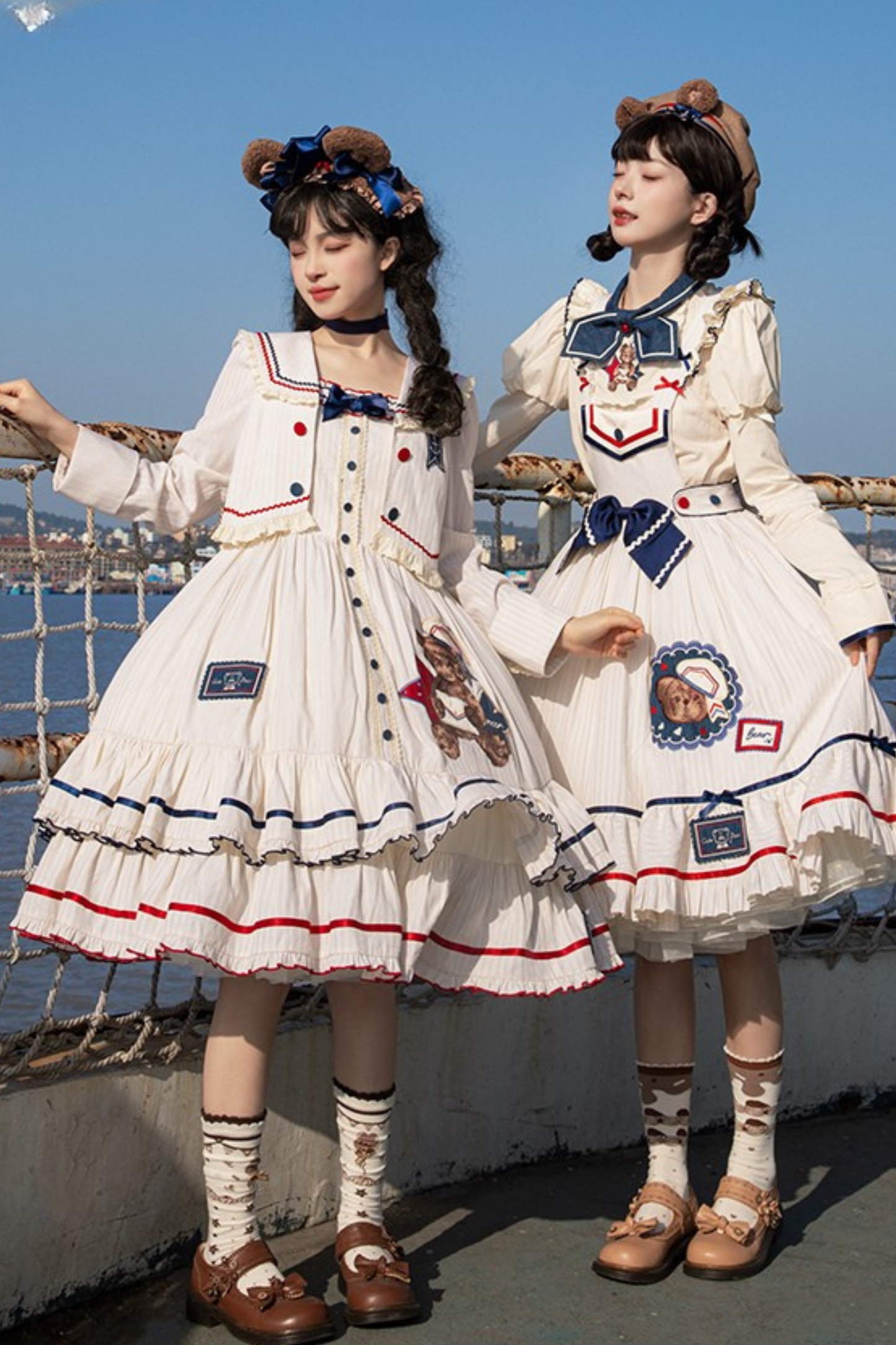 [Reservation Item] Marine Bear Design Doll Lolita Dress + Tie Top