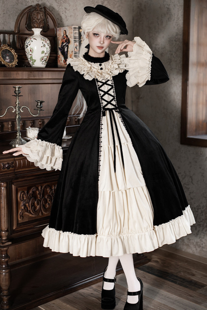 クラシカルエレガントドレス+カラー+リボン+ハット