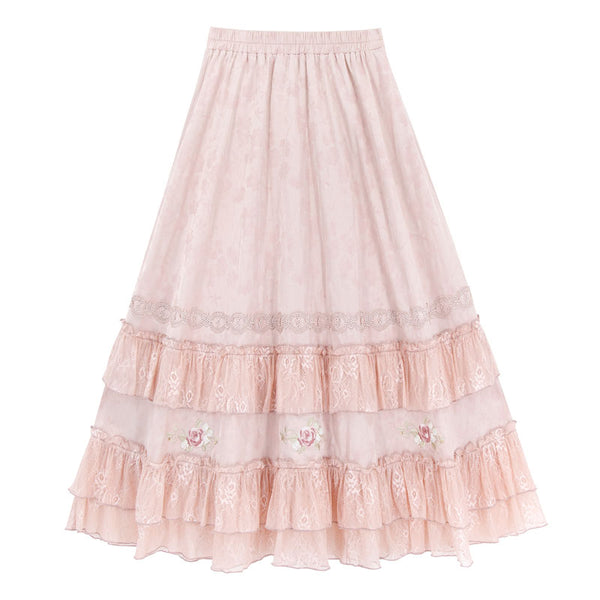 Stand Collar Vest and Lace Skirt Set