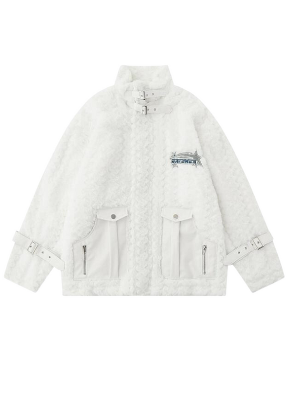 ベルトハイネックボアポケットジャケット