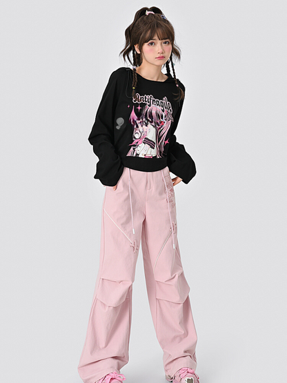 Punk Girl Illustration Hooded Top