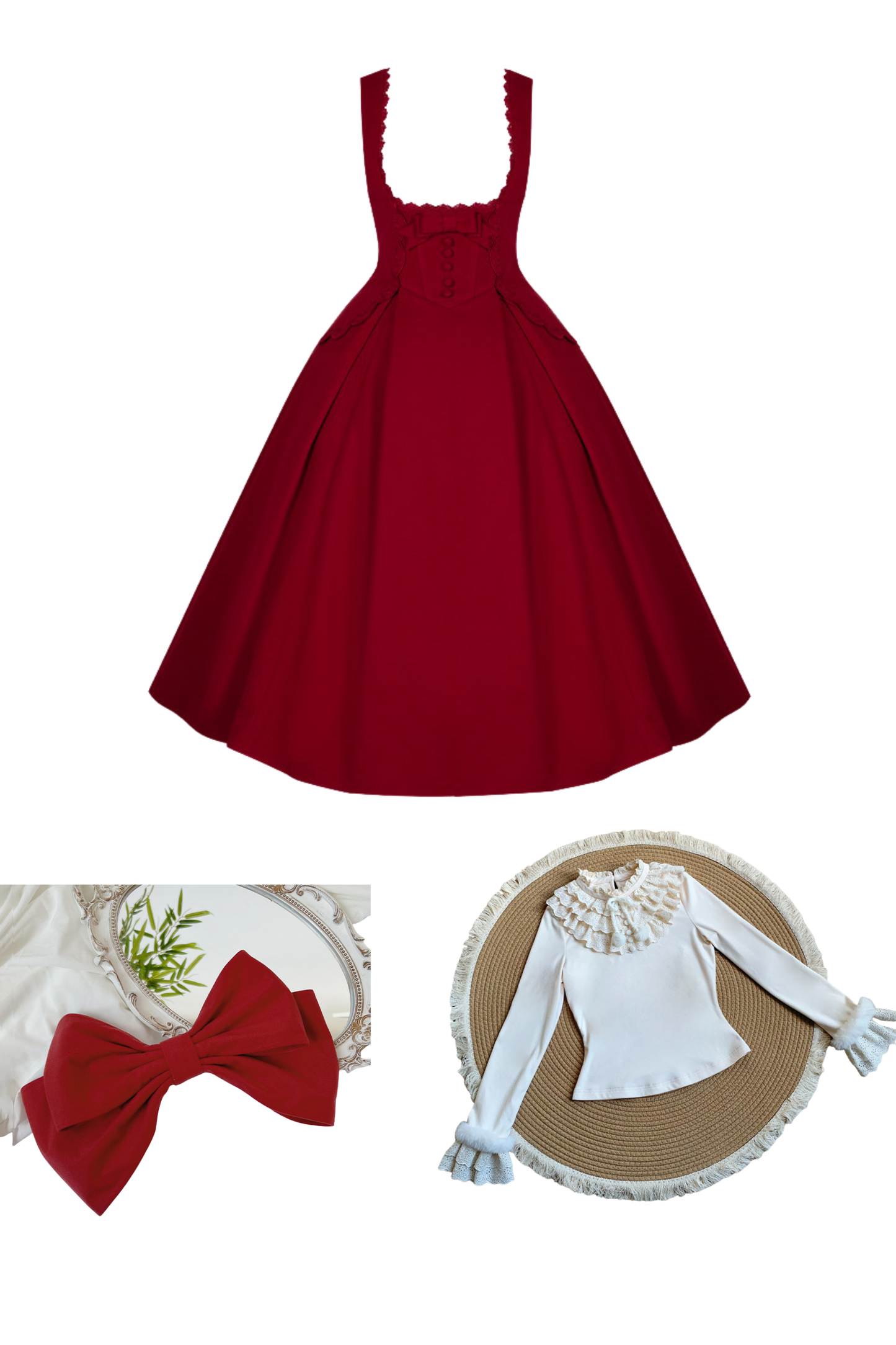 Velvet Rose Suspender Dress + Top + Ribbon