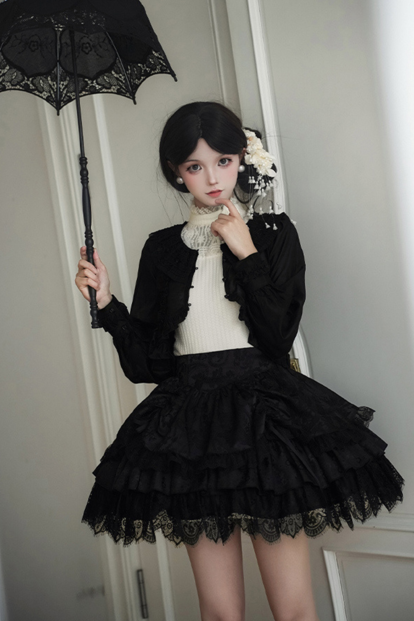 ローVネックニットストレッチスリムワンピース