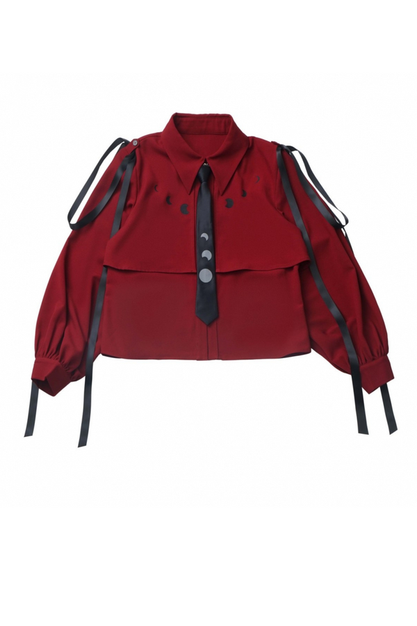 モードリボンシャツ＋コルセット＋ティアードスカート＋レッグウォーマー