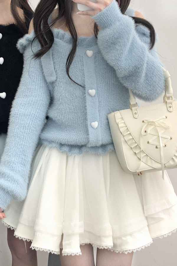 Sheer Lace Ribbon Flare Skirt