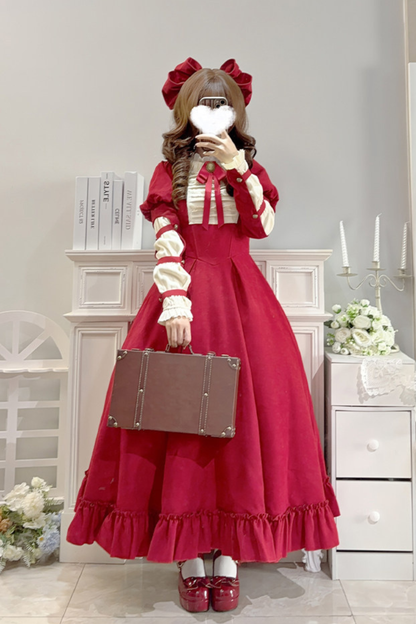 レースラッフルロリータドレス+リボン