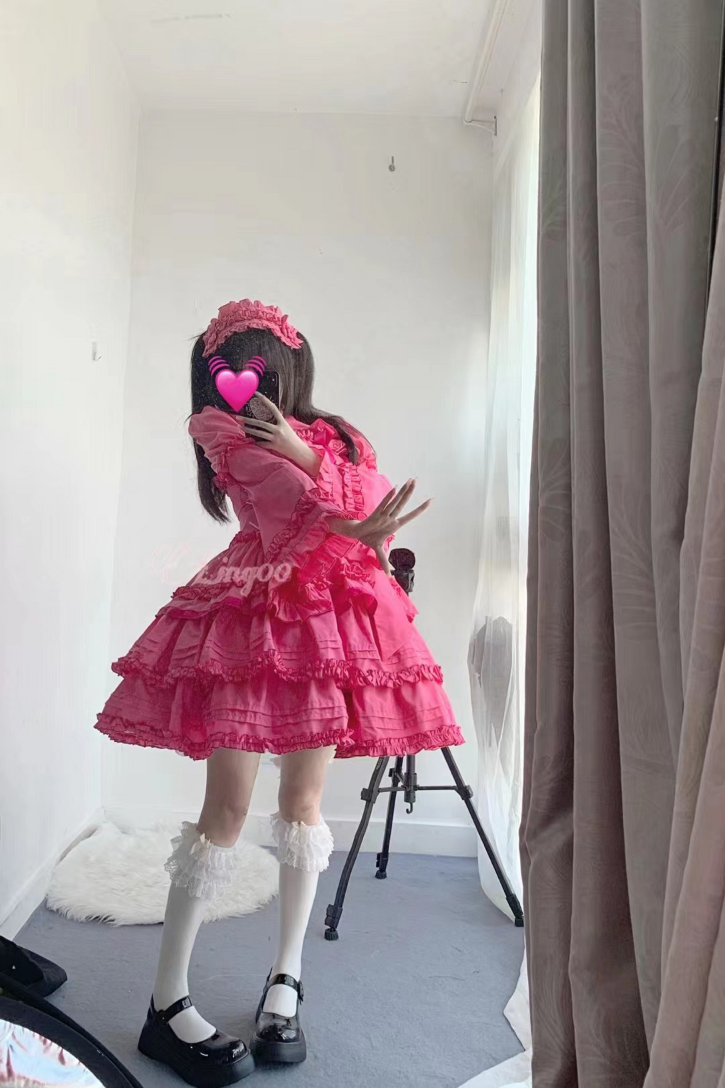 ゴシックレトロヘリンボーンウエストスリミングロリータドレス