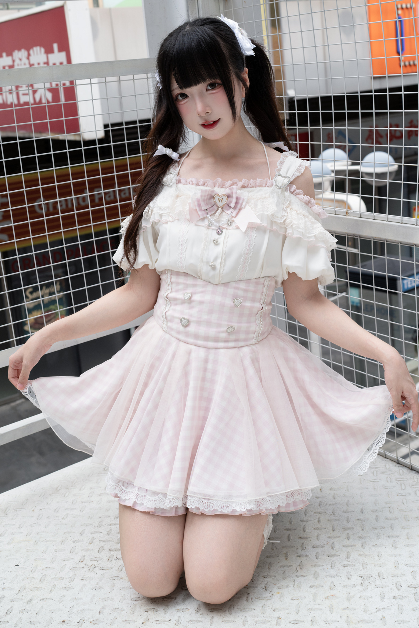 【予約商品】量産オフショルダートップス+ハイウエストスカート