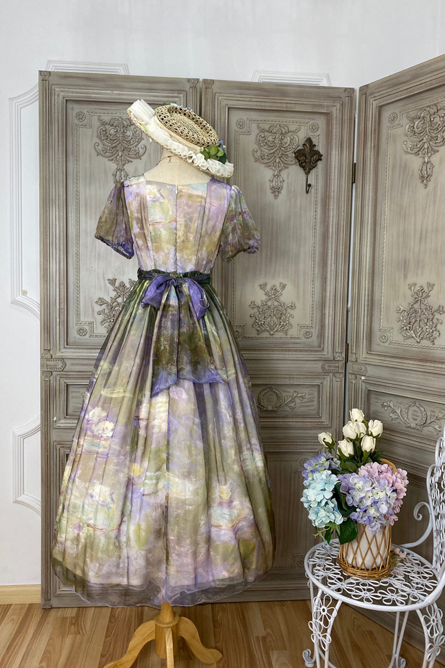 マーブルアートハイウエストマークロリータドレス