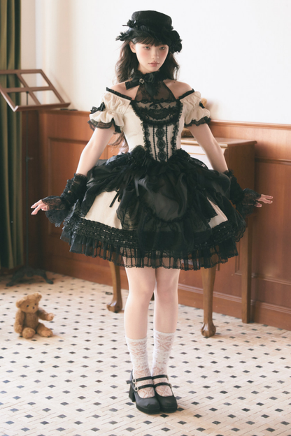 Moon River Lolita Puff Sleeve Top + Vest + Skirt