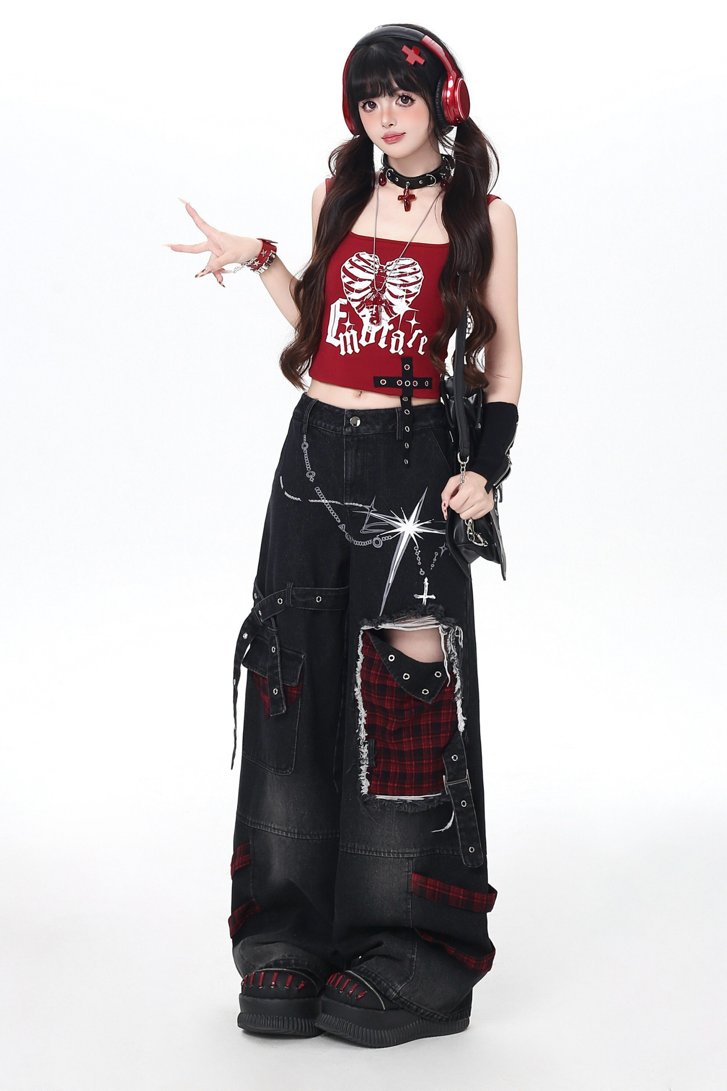 Sweet Cool Subculture Top + Vest + Skirt