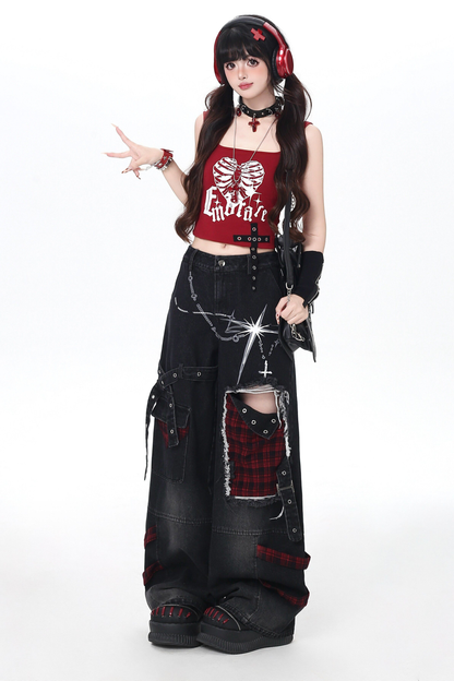 Sweet Cool Subculture Top + Vest + Skirt