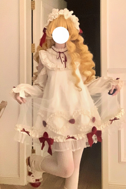 Strawberry Cream Doll Lolita Dress + Strawberry Ribbon