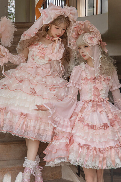 [Reservation deadline on October 18] Rose Garden Floral Pearl Ribbon Tulle Dress