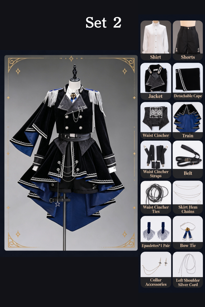 [Pre-order Deadline: December 7] Dark Blue & Black Royal Prince-Inspired Military Lolita Coordinated Outfit 1/2 + Complete Set in Ouji Style