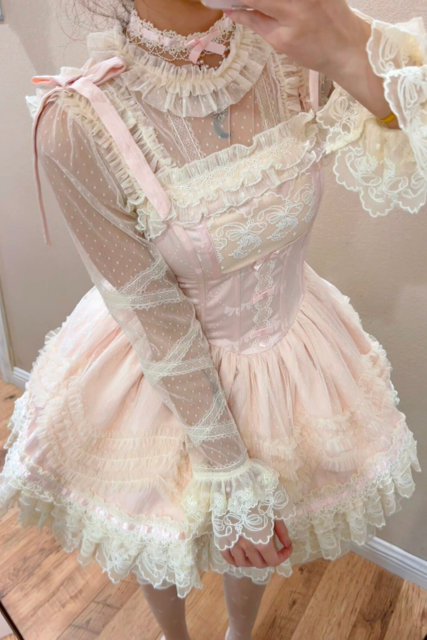 甜美珍妮蘿莉塔吊帶裙+項鍊+帽子+髮帶