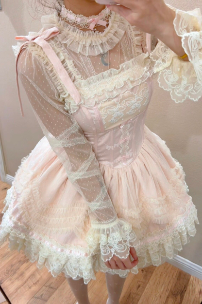 甜美珍妮蘿莉塔吊帶裙+項鍊+帽子+髮帶