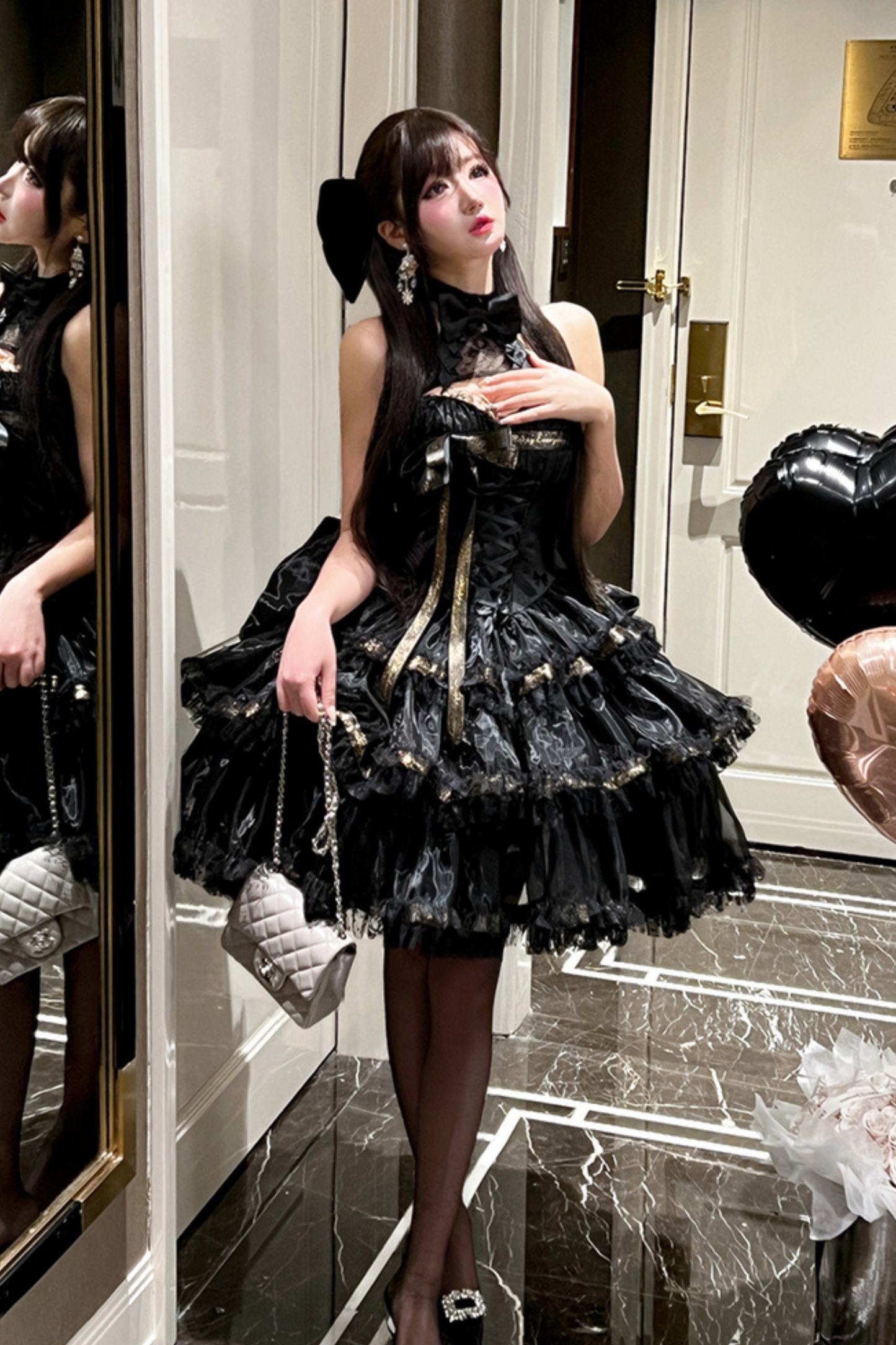 Ribbon Halter Neck Slim Lolita Dress