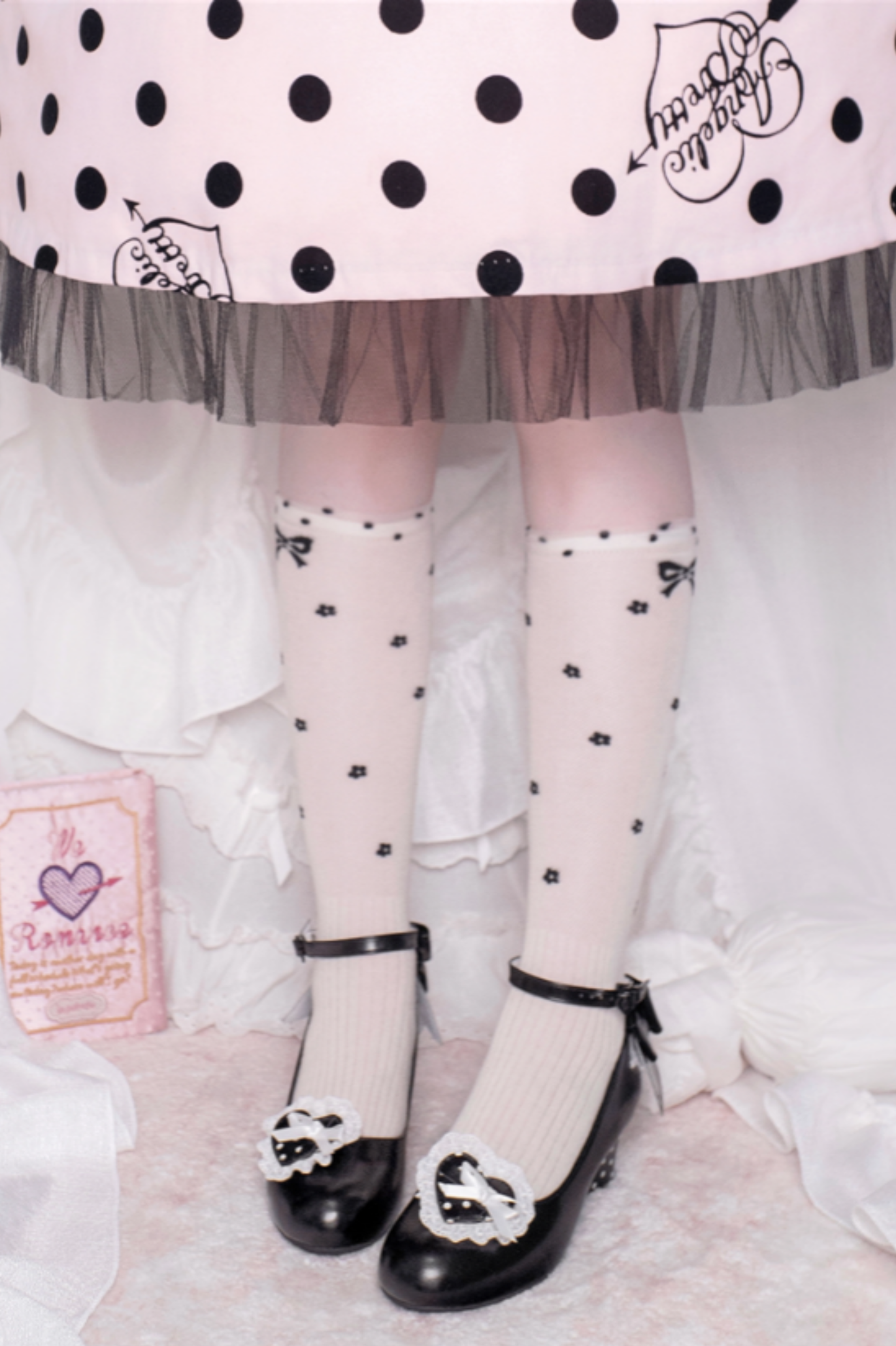 レトロドットハートロリータスイートシューズ