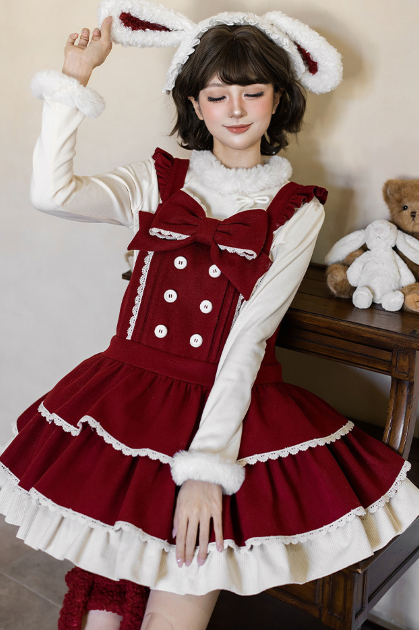 ドールロリータドレス+トップス+アニマルレッグループ+アニマルヘアバンド