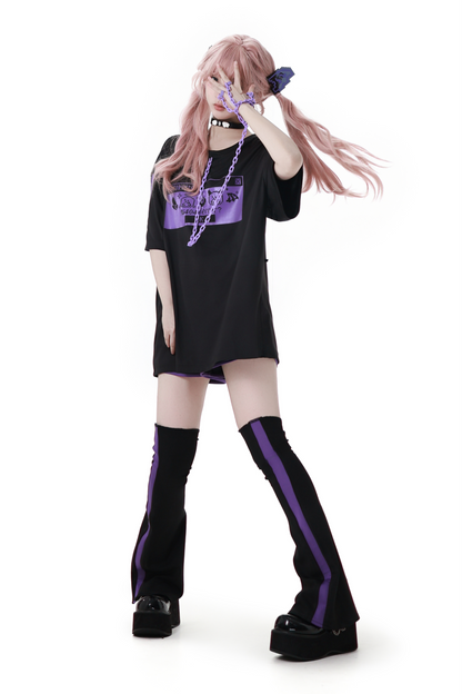 Subculture Loose Over T-shirt + Pants + Leg Warmers + Angel Devil Hairpin