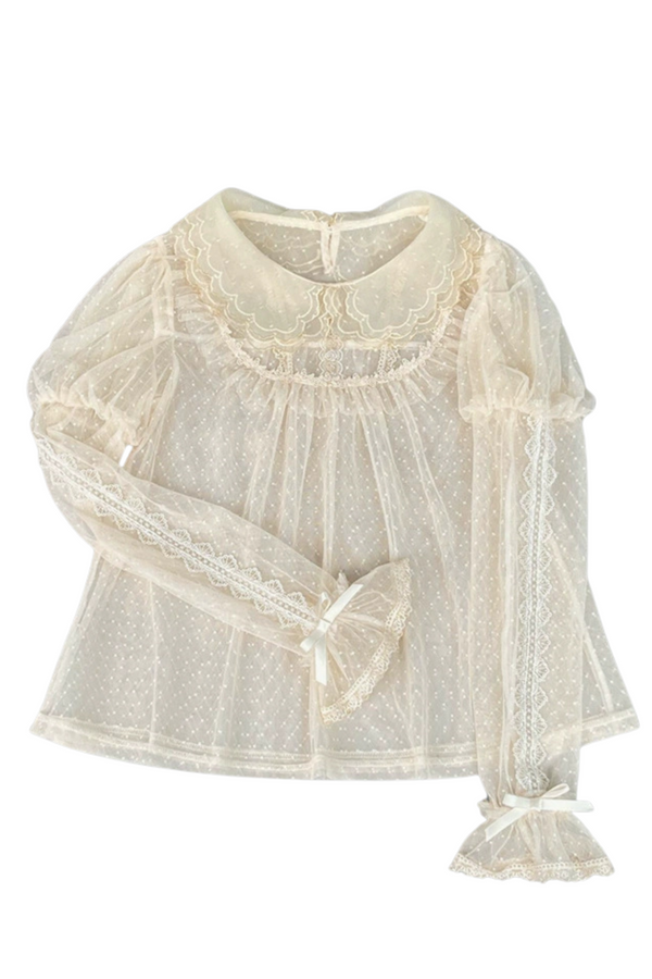 Daily Color Sweet Princess Jumper Skirt + Lace Doll Shirt
